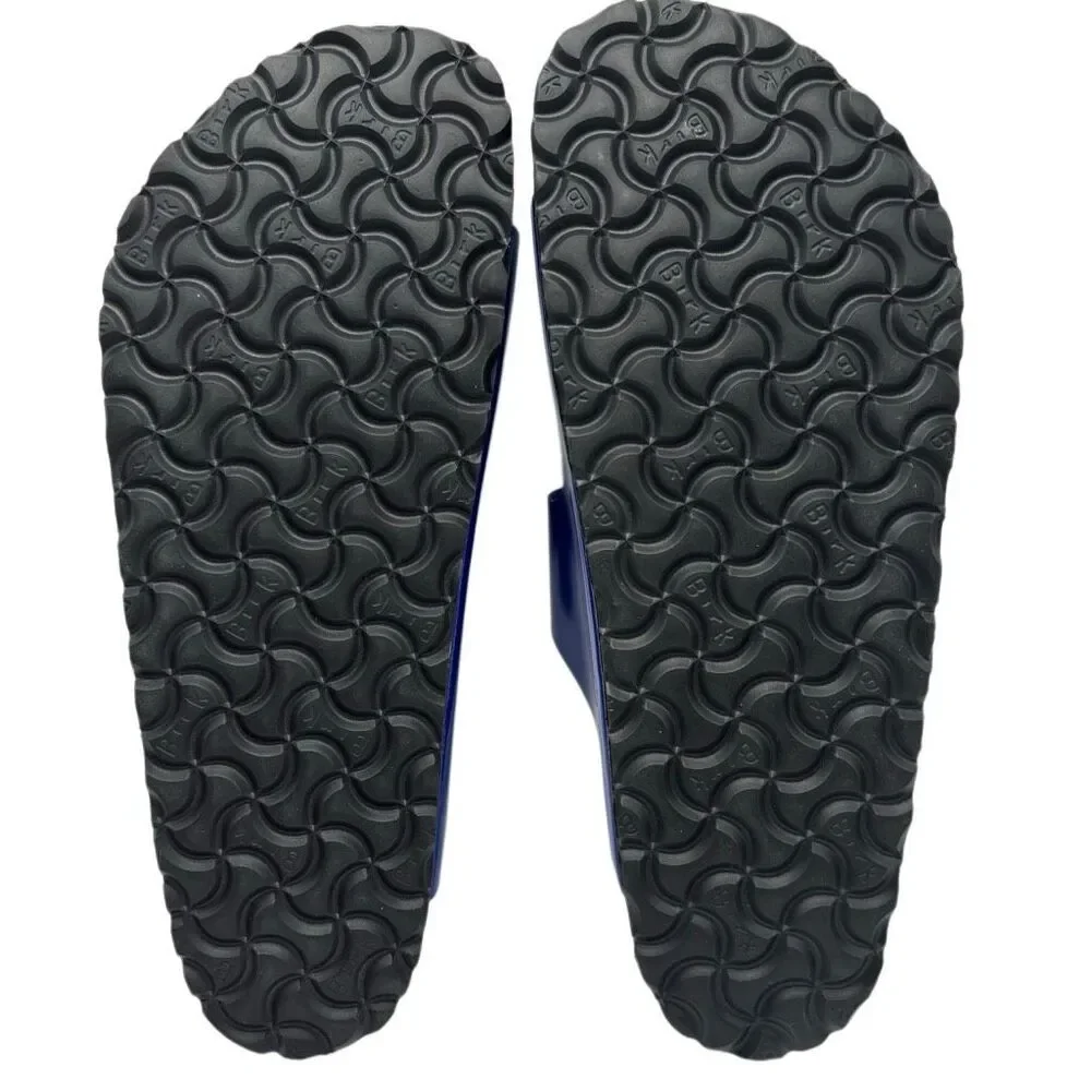 Birkenstock Arizona Big Buckle Natural Leather Patent High Shine Cobalt L-11 M-9 - Picture 9 of 9